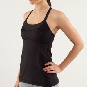 Lululemon Scoop Me Up Tank Black Halter Top Built-In Bra Size 6 Nulu